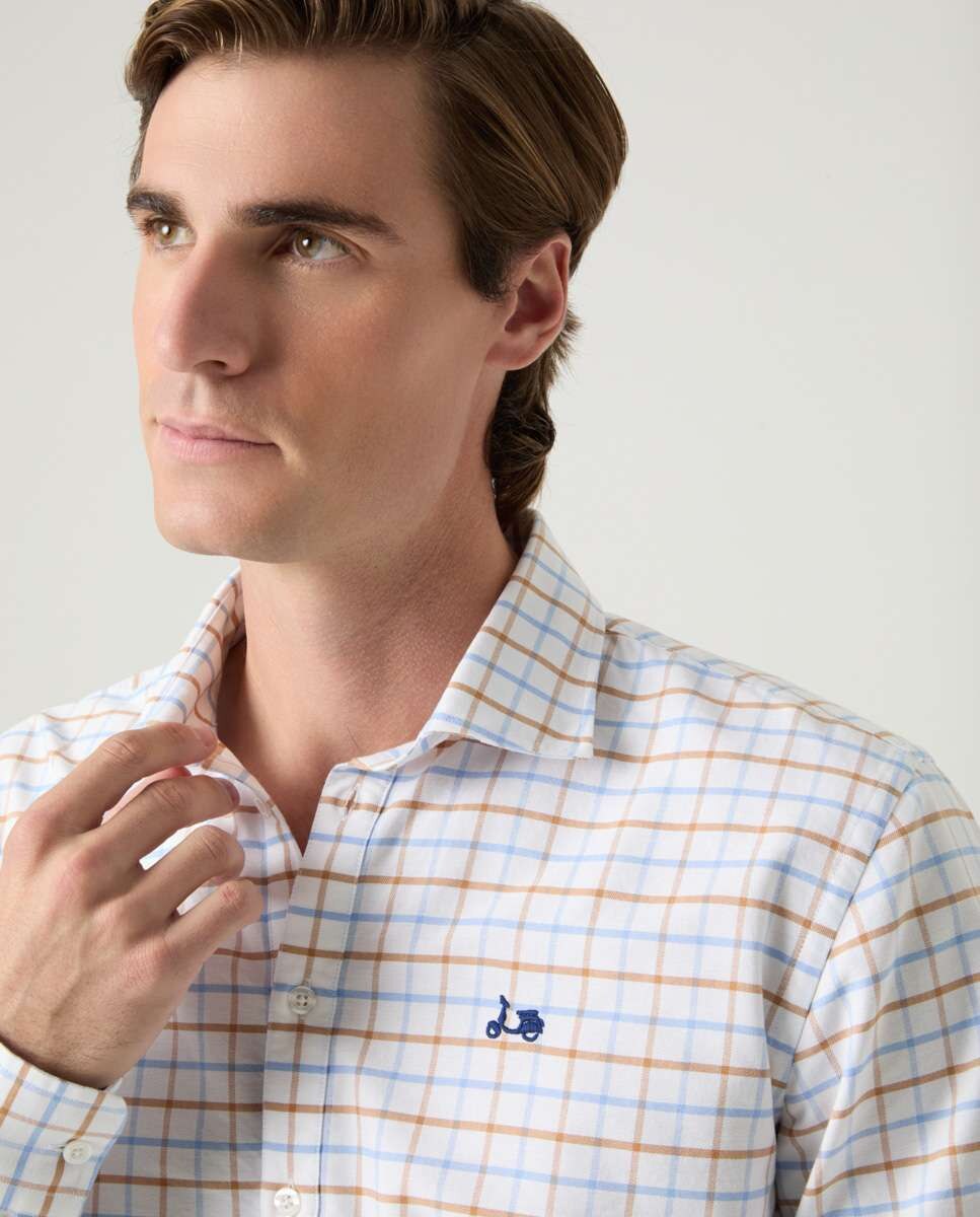 Camisa de Algodão com Corte Regular Lisa Branca Branco-3