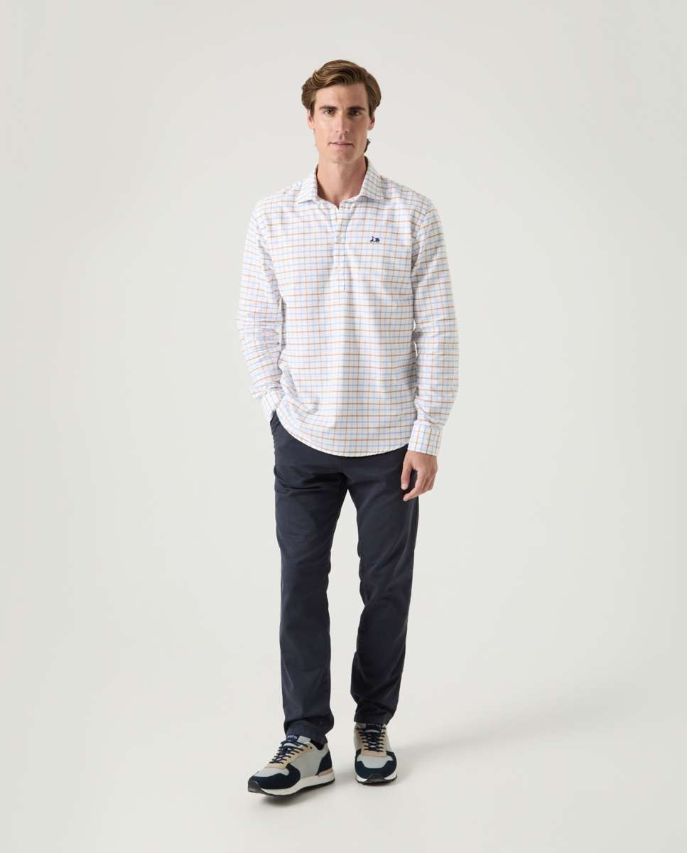 Camisa de Algodão com Corte Regular Lisa Branca Branco-4