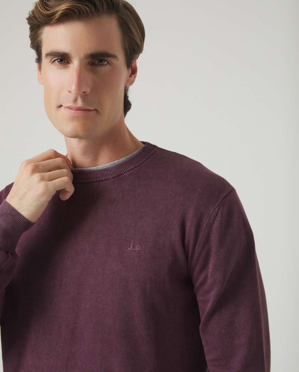 Camisola com Gola Redonda Bordeaux-3