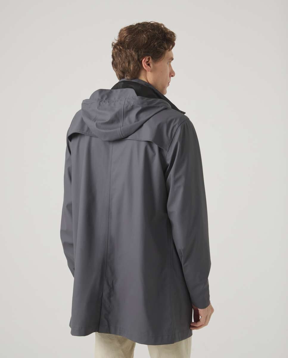 Chuva com Fecho Zip e Botões Cinzento-escuro-3
