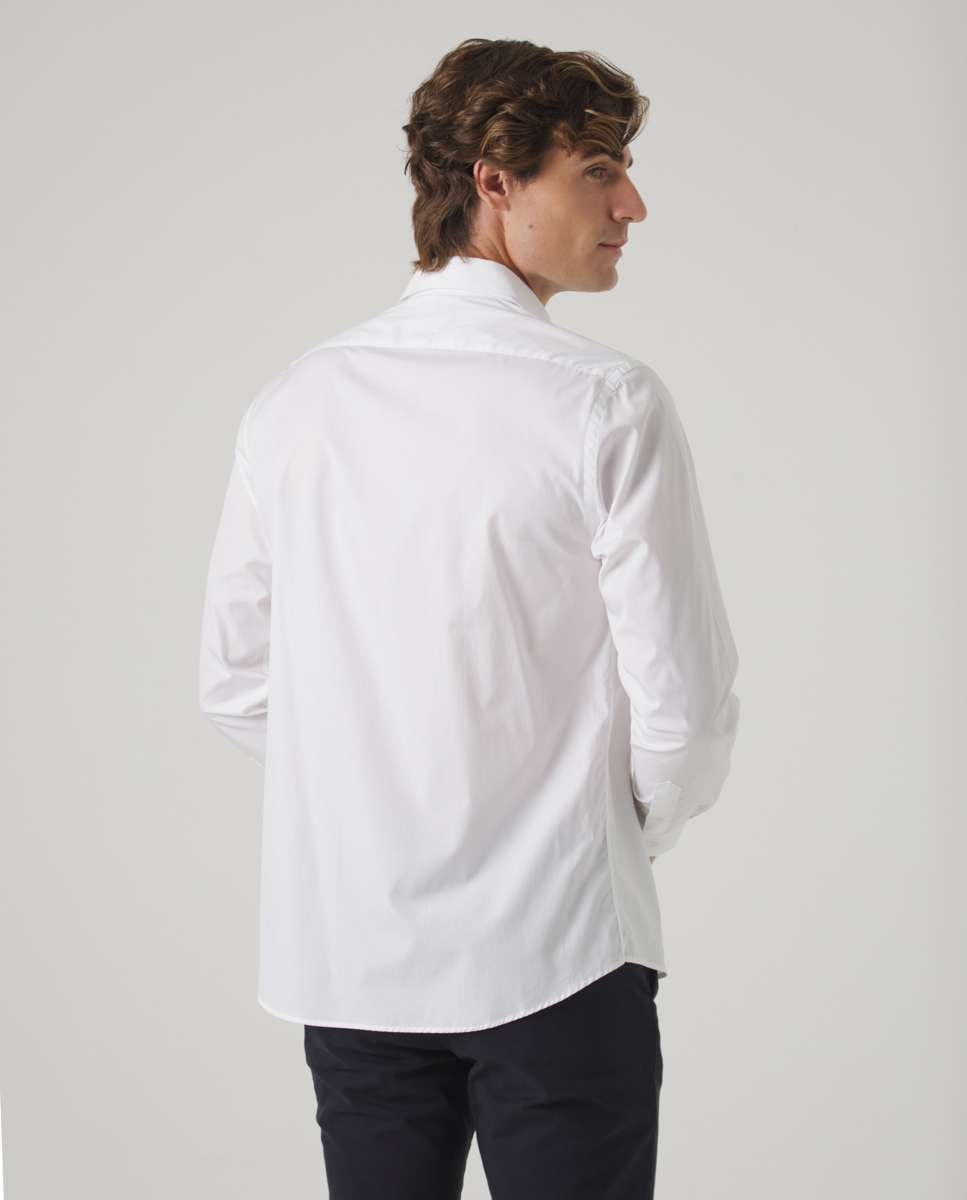 Camisa de Algodão com Corte Regular Lisa Branco-2