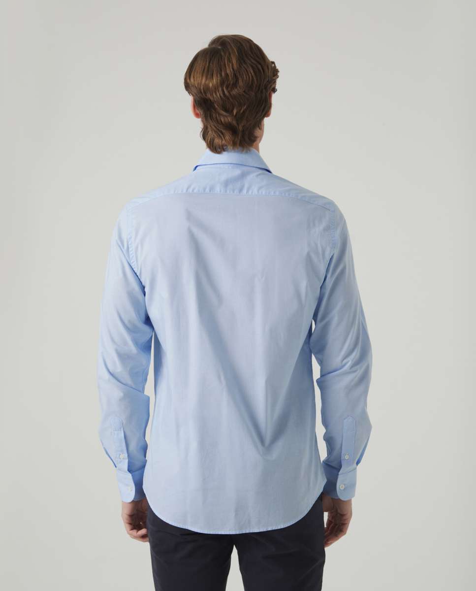 Camisa de Algodão com Corte Regular Estampado Pied-de-poule Azul-2