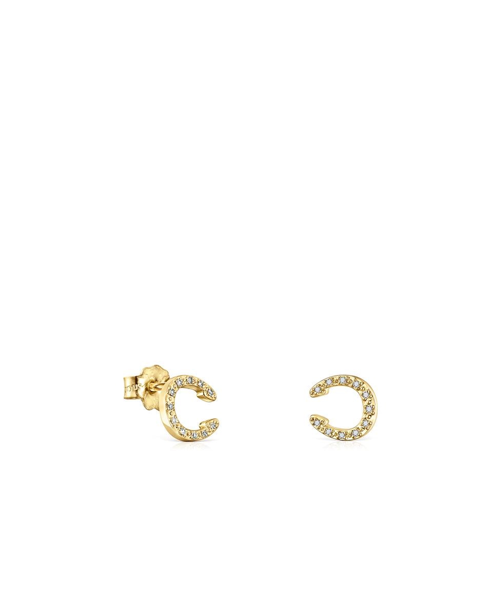 Brincos Good Vibes Ferradura de Ouro Amarelo e Diamantes Dourado-1