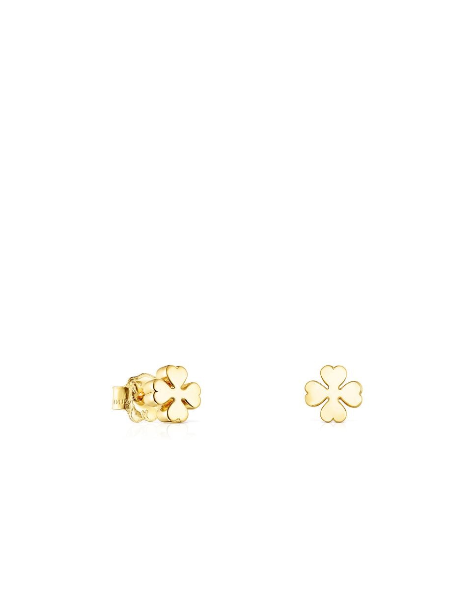 Brincos Good Vibes Trevo de Quatro Folhas de Ouro Amarelo Dourado-1