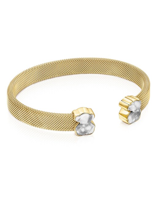 Imagem 0 de Pulseira Mesh Color de Aço Dourado e Howlita