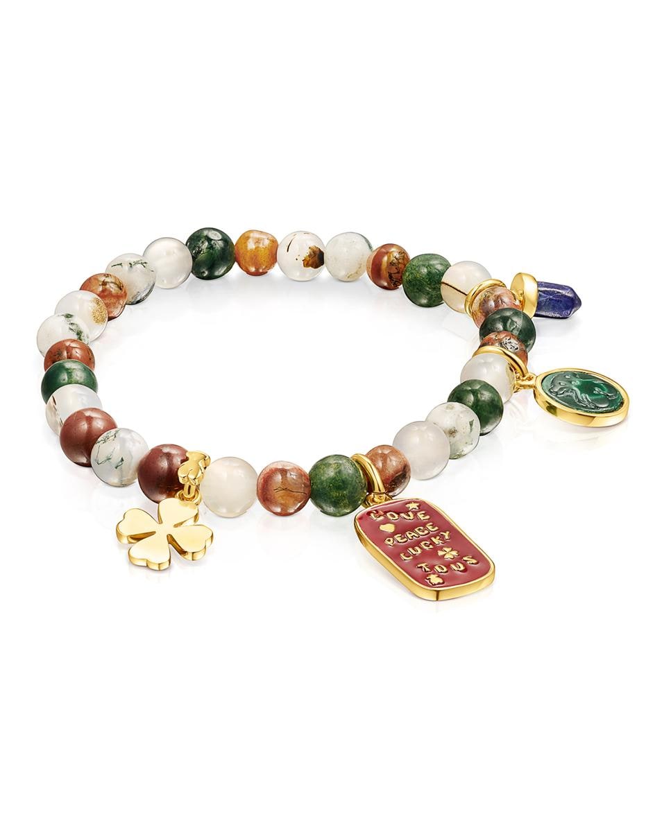 Pulseira Elástica Good Vibes com Quatro Charms Multicolor-1