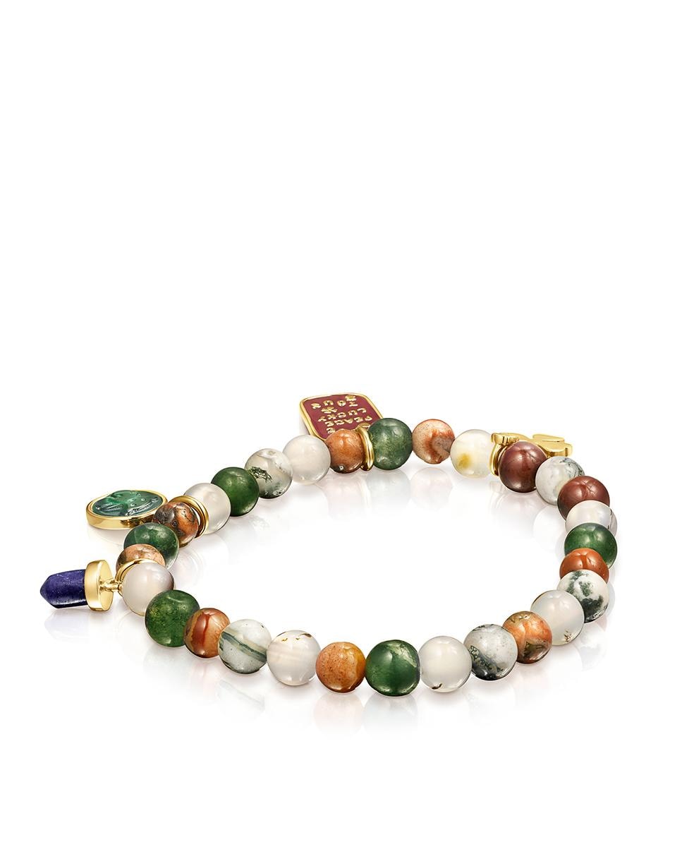 Pulseira Elástica Good Vibes com Quatro Charms Multicolor-3