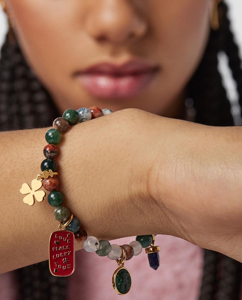 Pulseira Elástica Good Vibes com Quatro Charms Multicolor-6