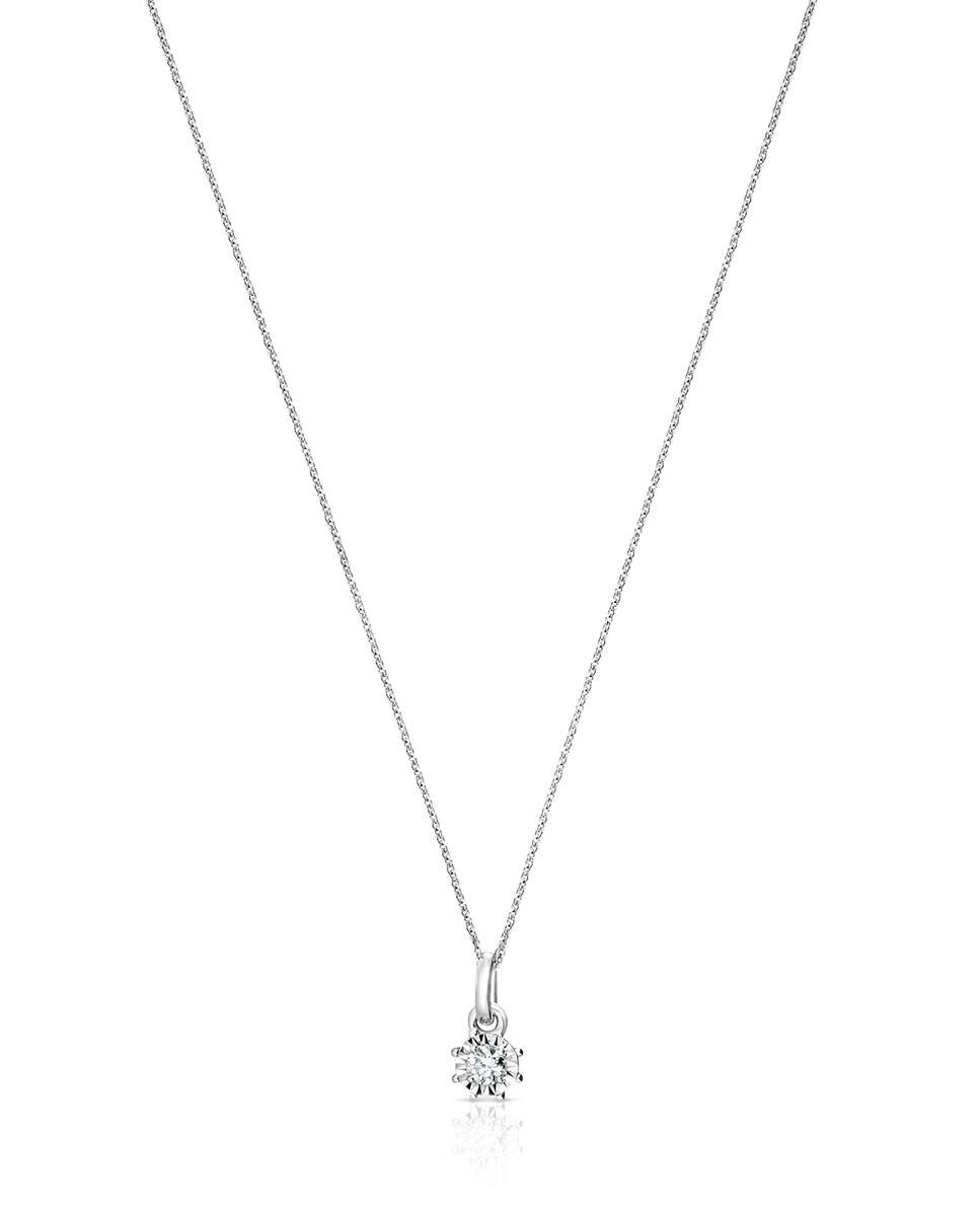 Colar Les Classiques de Ouro Branco com Rosetão de Diamantes Prata-2