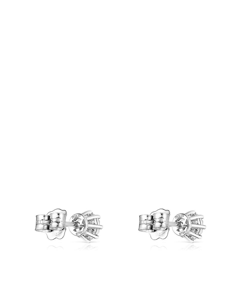 Brincos de Botão Les Classiques de Ouro Branco com Diamantes Prata-3