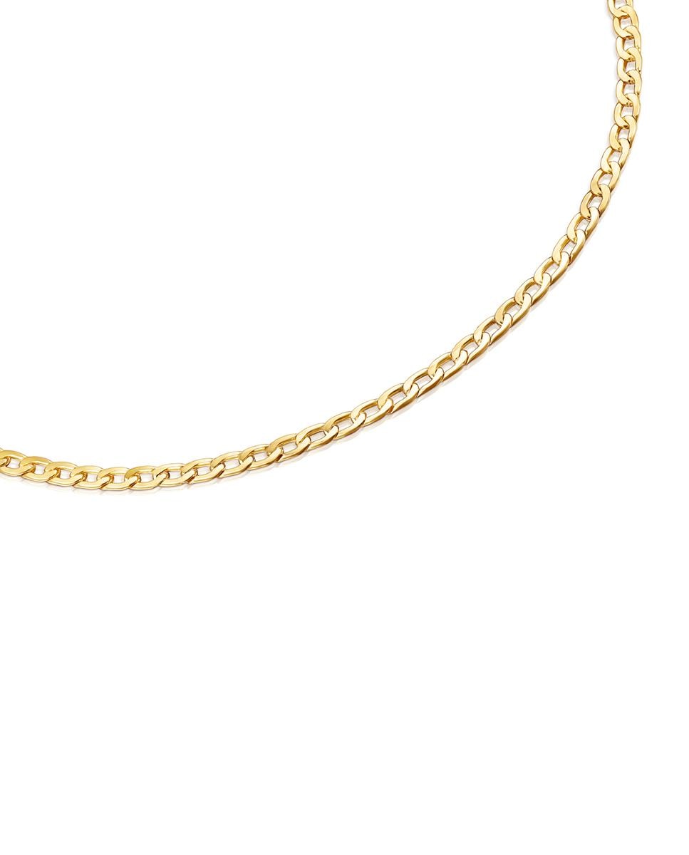 Corrente Chain com Argolas de Meia Cana em Ouro Dourado-2