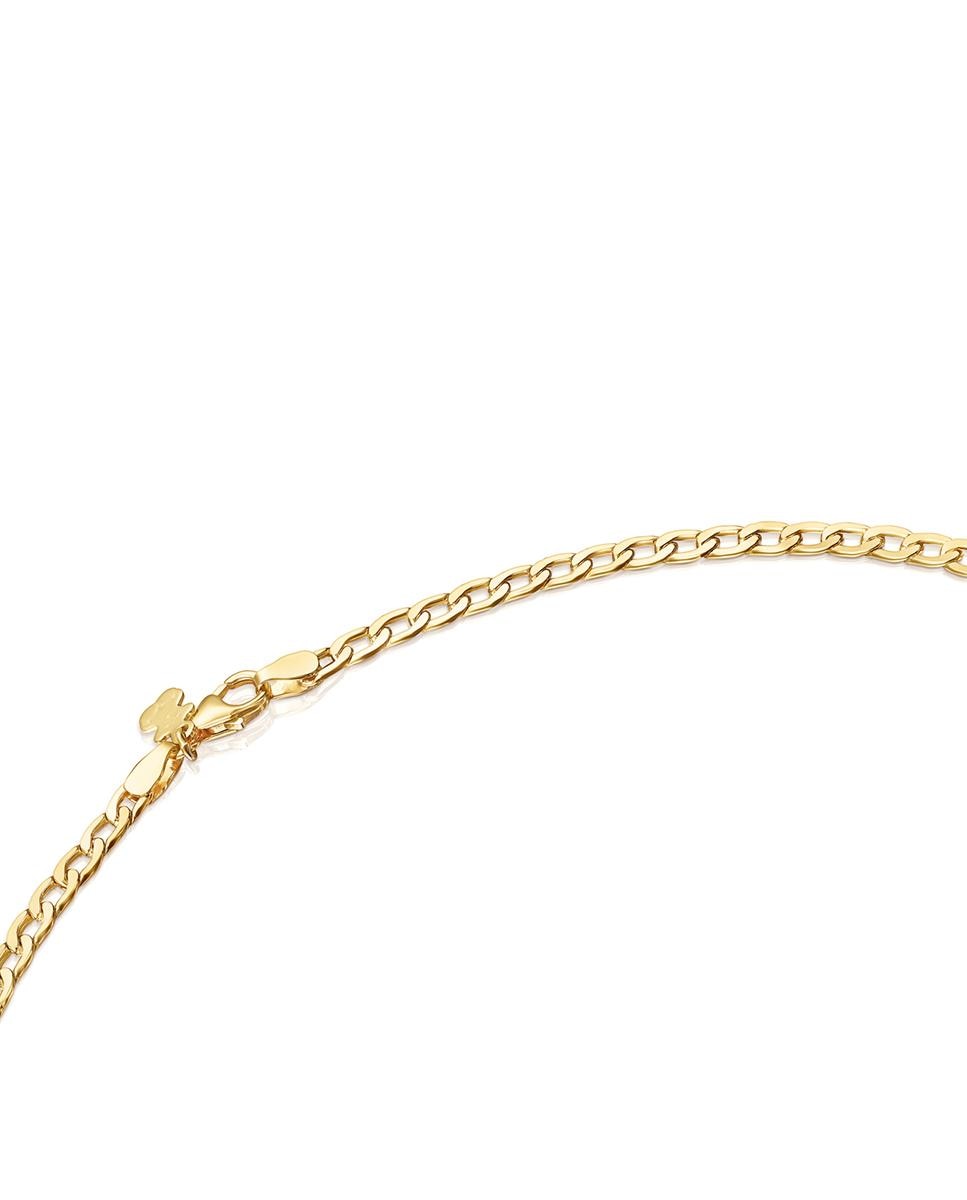 Corrente Chain com Argolas de Meia Cana em Ouro Dourado-3