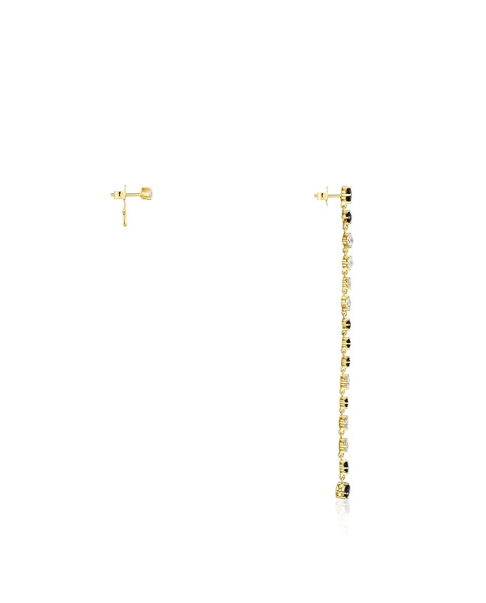 Brincos Glaring Banhados a Ouro de 18 Kt Sobre Prata Um Comprido e Um Curto Multicolor-2