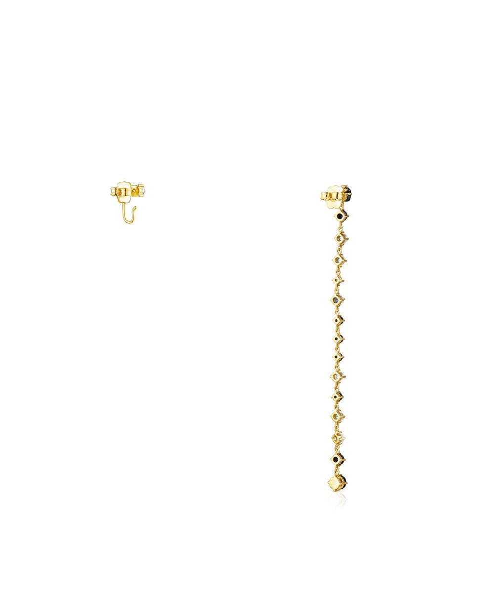 Brincos Glaring Banhados a Ouro de 18 Kt Sobre Prata Um Comprido e Um Curto Multicolor-3