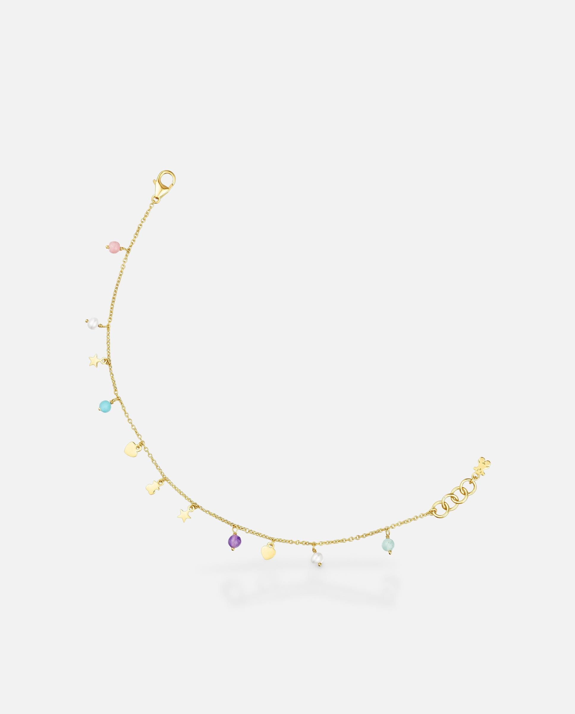 Imagem 0 de Pulseira de Corrente Banhada a Ouro 18 Kt Sobre Prata e Gemas Cool Joy