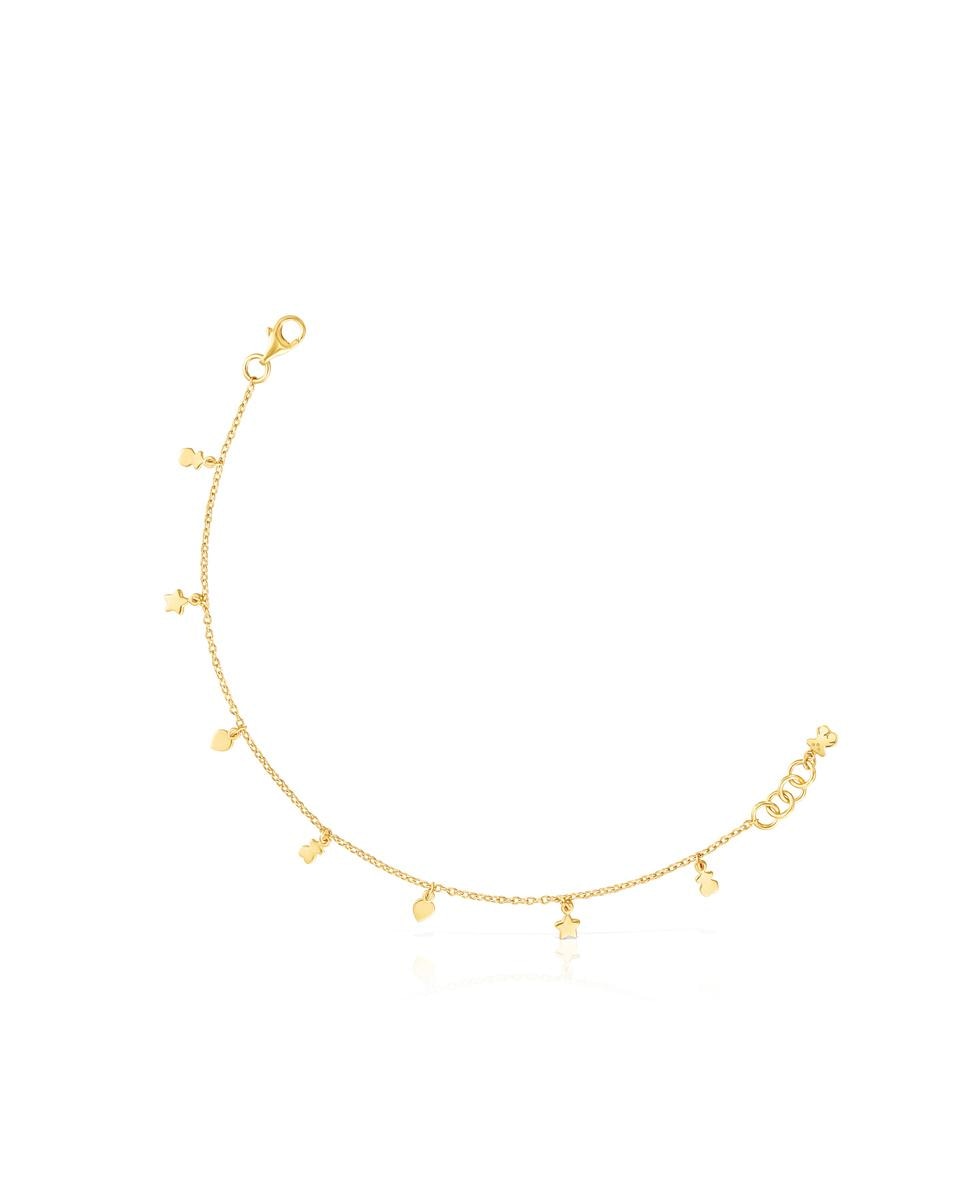 Pulseira de Corrente Cool Joy Banhada a Ouro de 18 Kt Sobre Prata com Sete Motivos Dourado-1