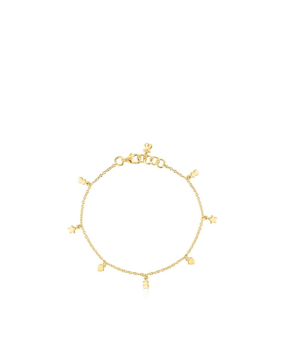 Pulseira de Corrente Cool Joy Banhada a Ouro de 18 Kt Sobre Prata com Sete Motivos Dourado-2