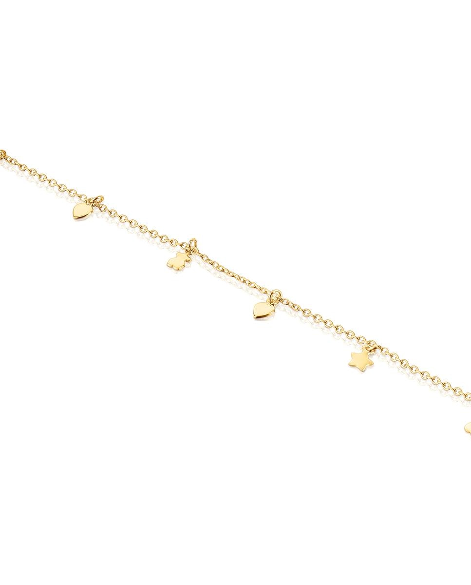 Pulseira de Corrente Cool Joy Banhada a Ouro de 18 Kt Sobre Prata com Sete Motivos Dourado-3