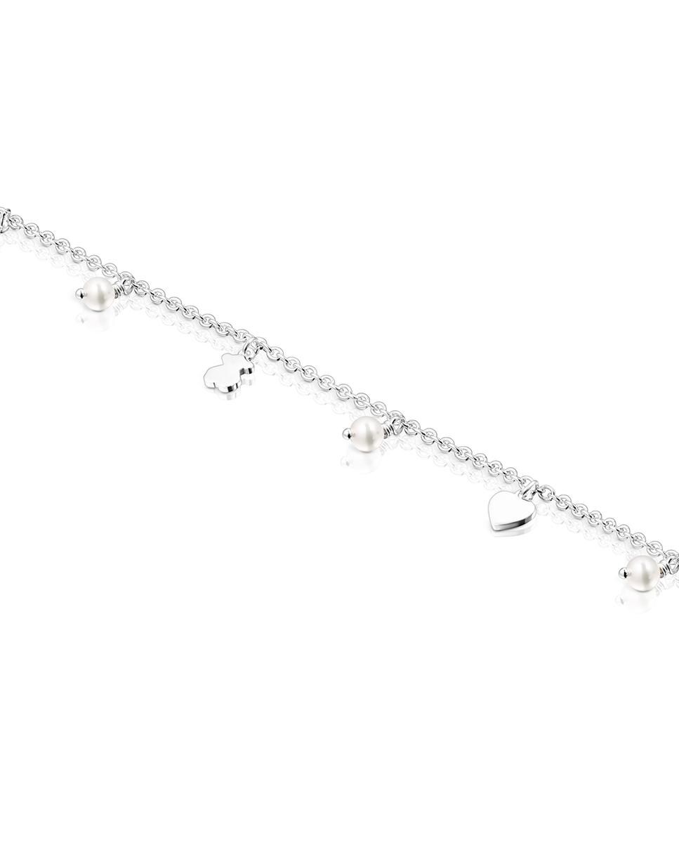 Pulseira de Tornozelo Cool Joy em Prata com Motivos e Pérolas Prata-3