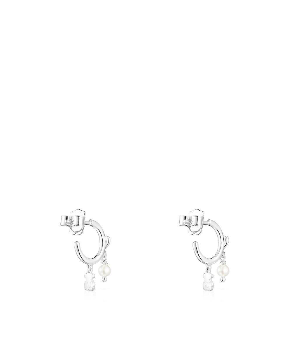 Brincos de Aro Cool Joy de Prata com Motivos e Pérola Branco-4