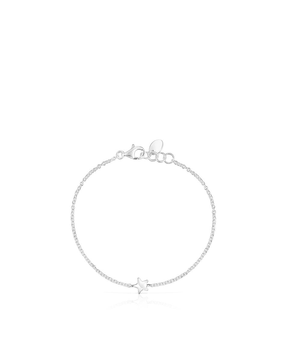 Pulseira de Corrente Mini Icons de Prata com Urso e Estrela Prateado-2