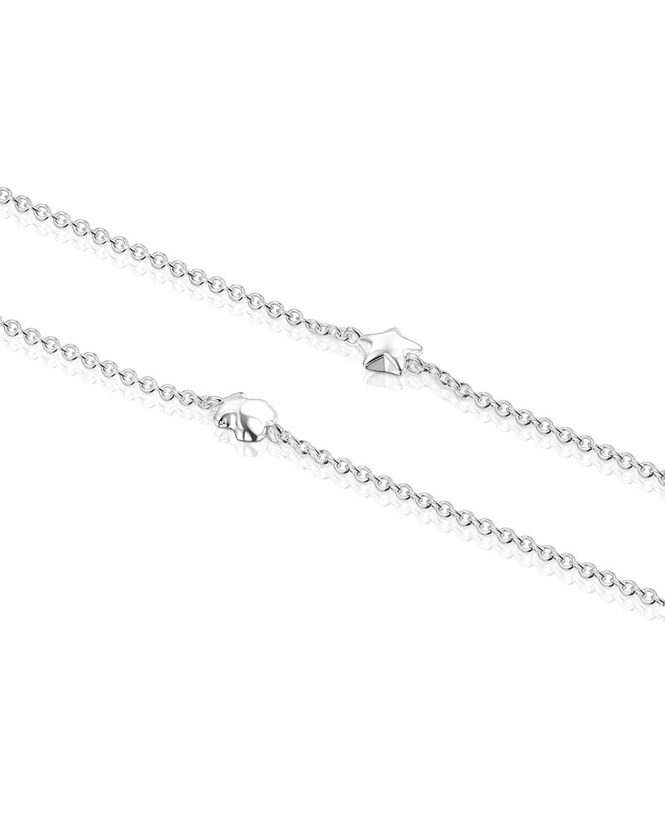Pulseira de Corrente Mini Icons de Prata com Urso e Estrela Prateado-3