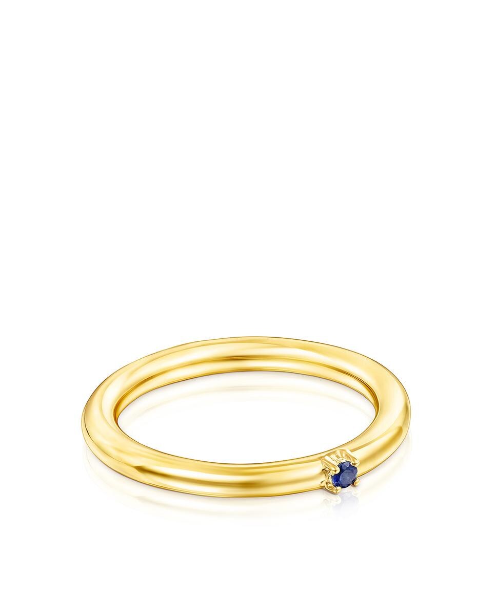Anel Ring Mix em Prata Vermeil com Safira em Azul Azul-2