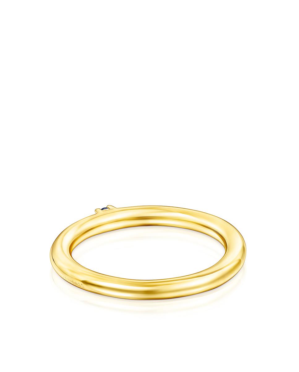 Anel Ring Mix em Prata Vermeil com Safira em Azul Azul-3