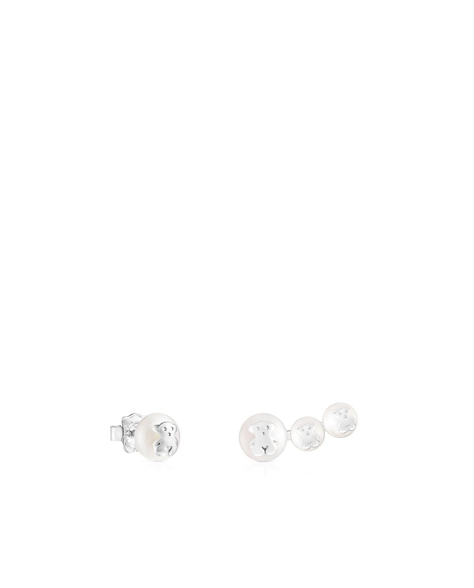 Brincos Icon Pearl em Prata e Pérola Branco-1