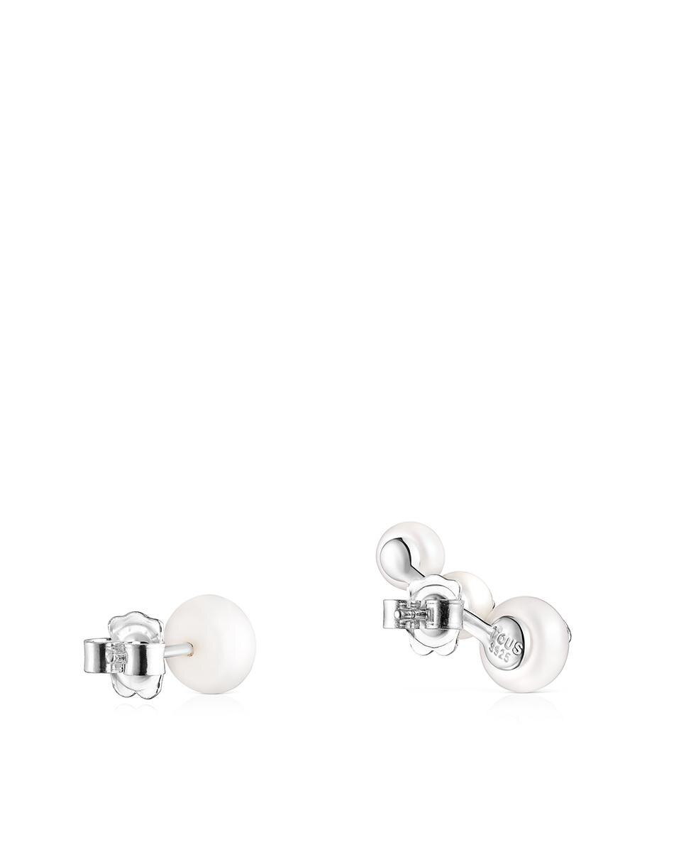 Brincos Icon Pearl em Prata e Pérola Branco-3