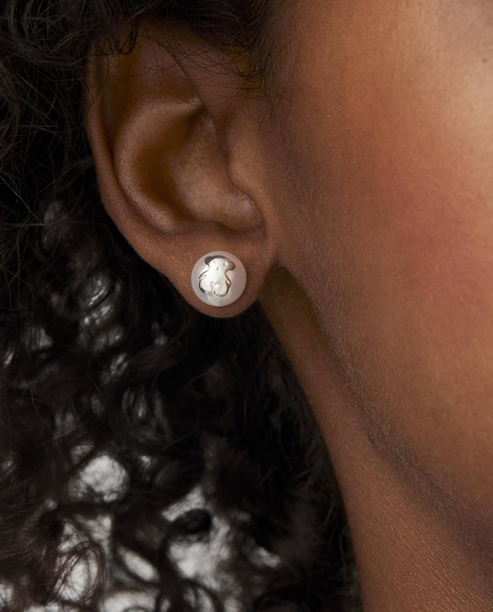 Brincos Icon Pearl em Prata e Pérola Branco-4