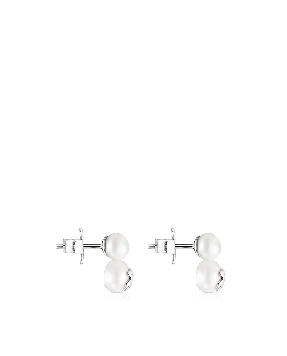 Brincos Icon Pearl em Prata e Pérola Branco-2