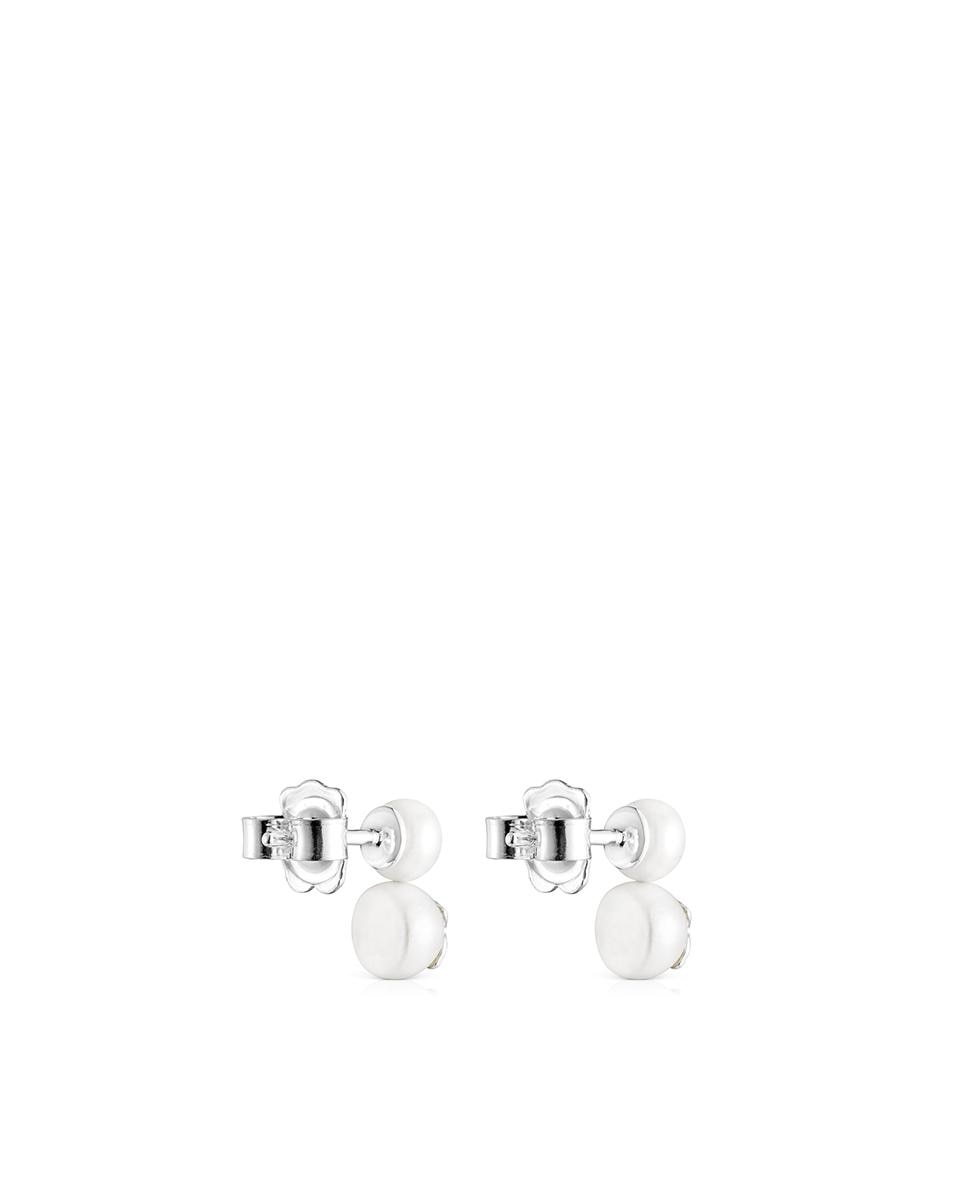 Brincos Icon Pearl em Prata e Pérola Branco-3