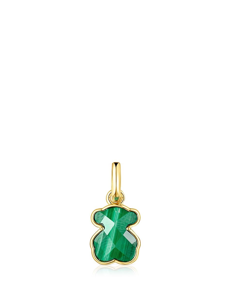 Pendente Icon Color Banhado a Ouro de 18 Kt Sobre Prata e Urso de Malaquita Verde-1