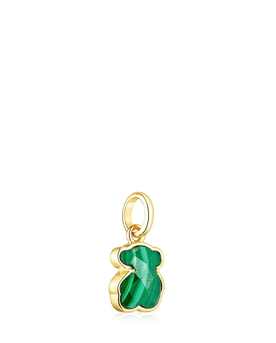 Pendente Icon Color Banhado a Ouro de 18 Kt Sobre Prata e Urso de Malaquita Verde-2