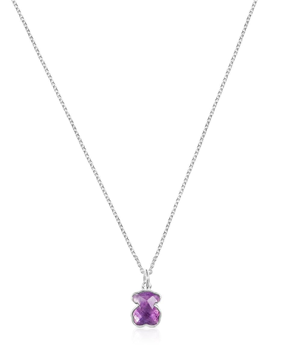 Colar Icon Color de Prata e Ametista Roxo-1