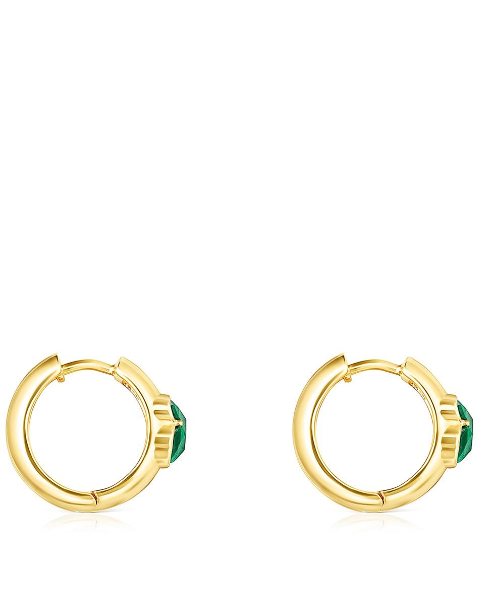 Brincos de Aro Icon Color Banhados em Ouro de 18 Kt Sobre Prata e Malaquita Verde-2