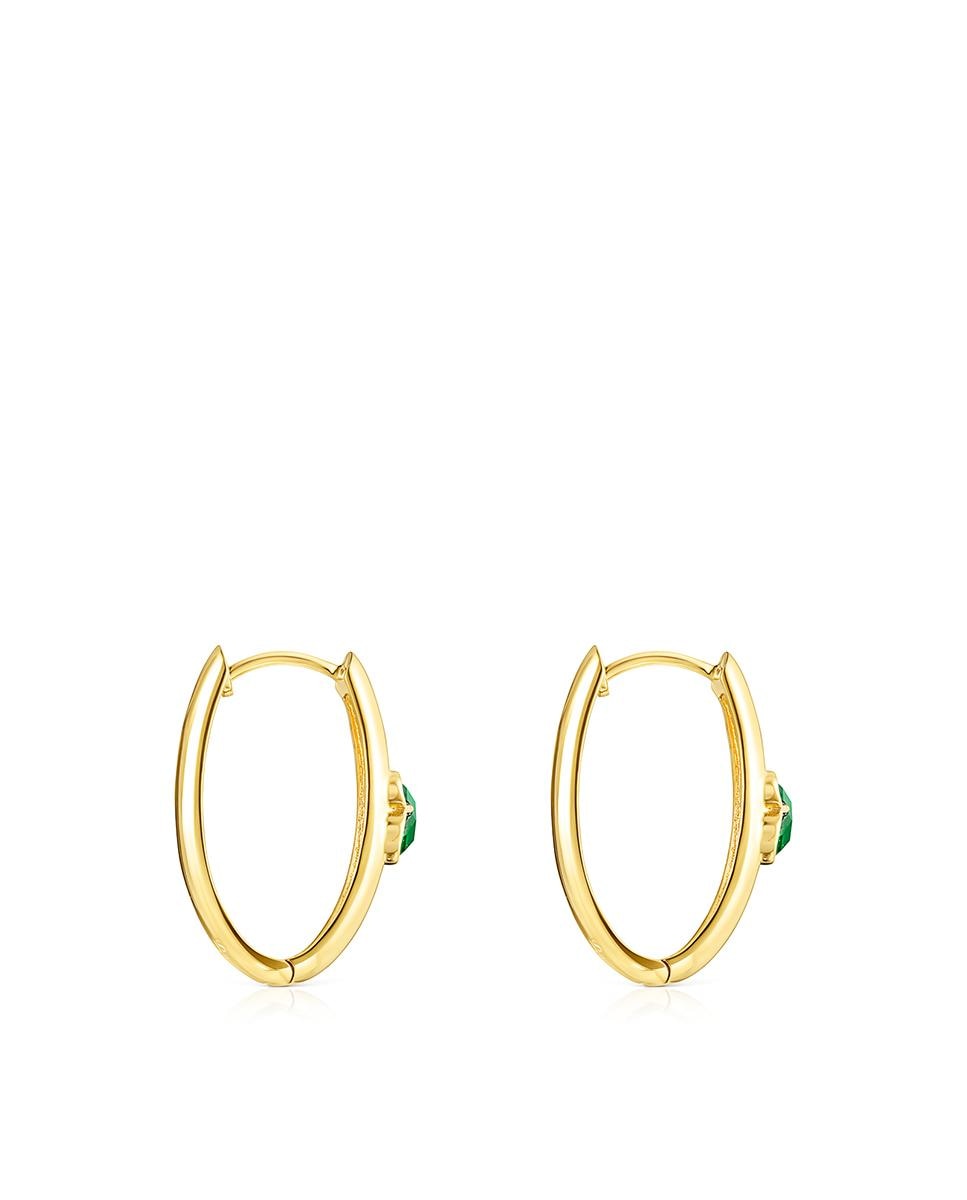 Brincos de Aro Icon Colorbanhados em Ouro de 18 Kt Sobre Prata e Malaquita Verde-2