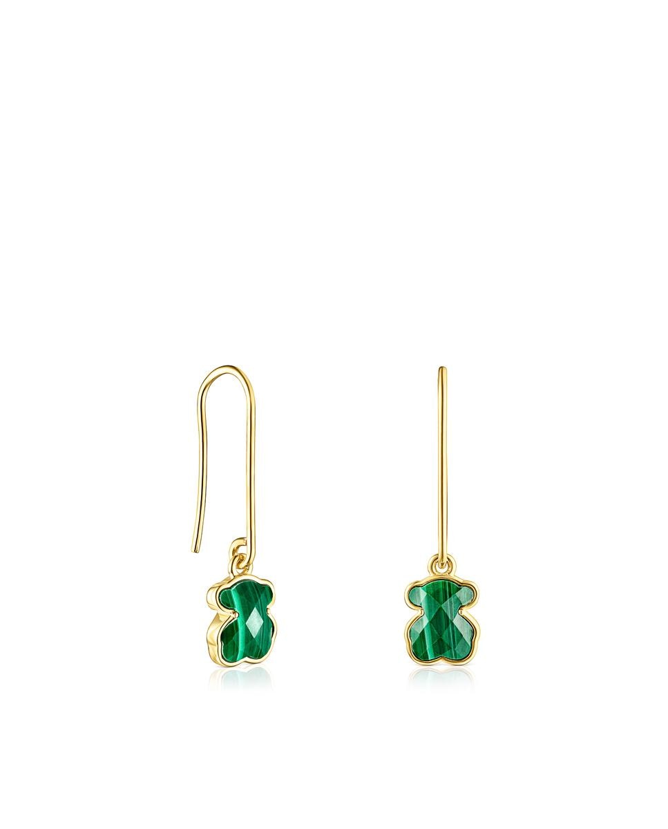 Brincos Icon Color em Prata Vermeil e Malaquite Verde-1