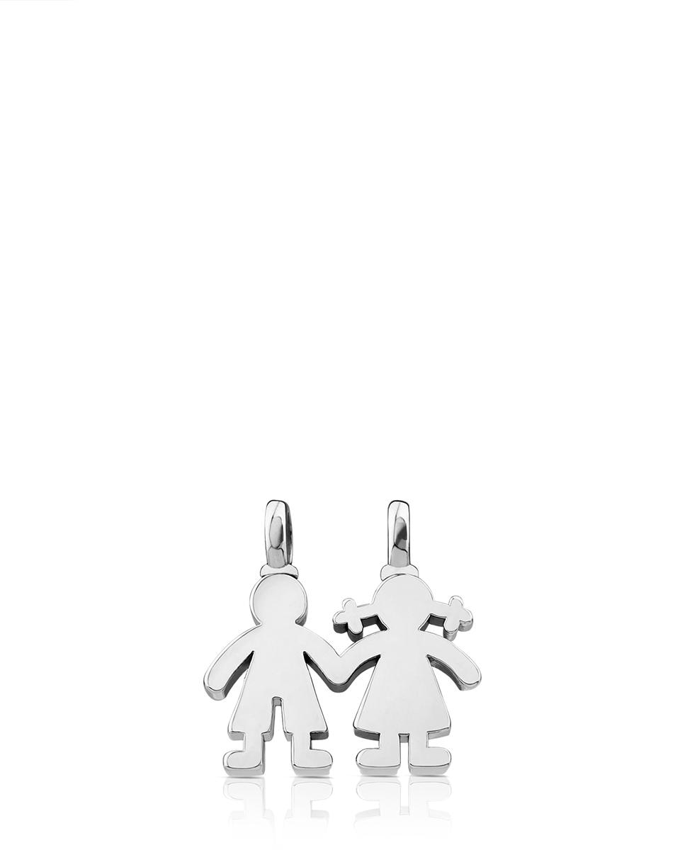 Pendente Sweet Dolls de Prata em Forma de Casal Menino-menina Prata-1