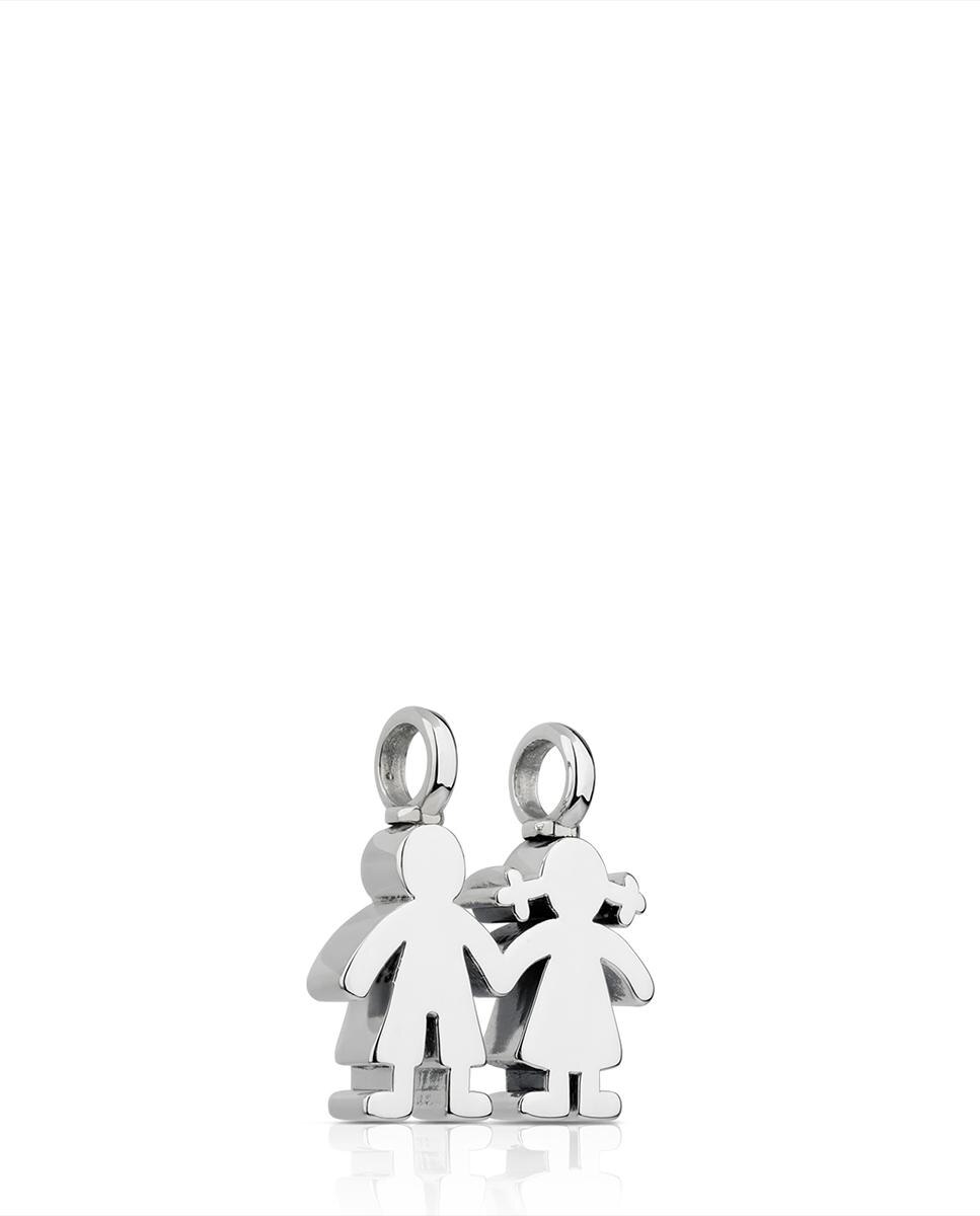 Pendente Sweet Dolls de Prata em Forma de Casal Menino-menina Prata-2