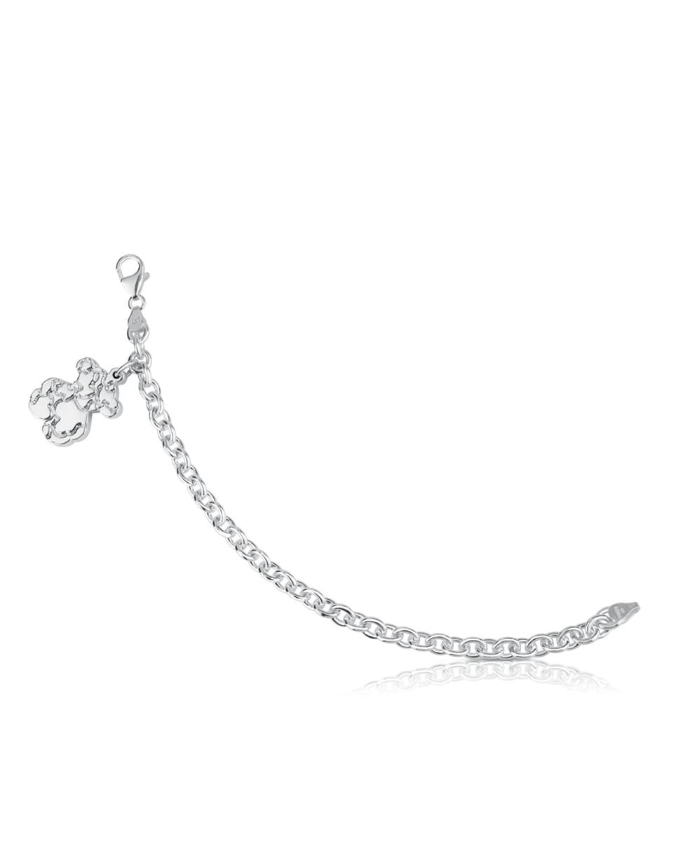 Pulseira de Corrente Sweet Dolls Rolo de Prata com Urso Pendente Prateado-1