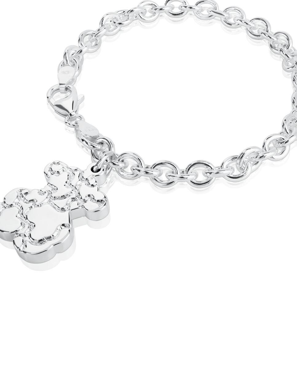 Pulseira de Corrente Sweet Dolls Rolo de Prata com Urso Pendente Prateado-3