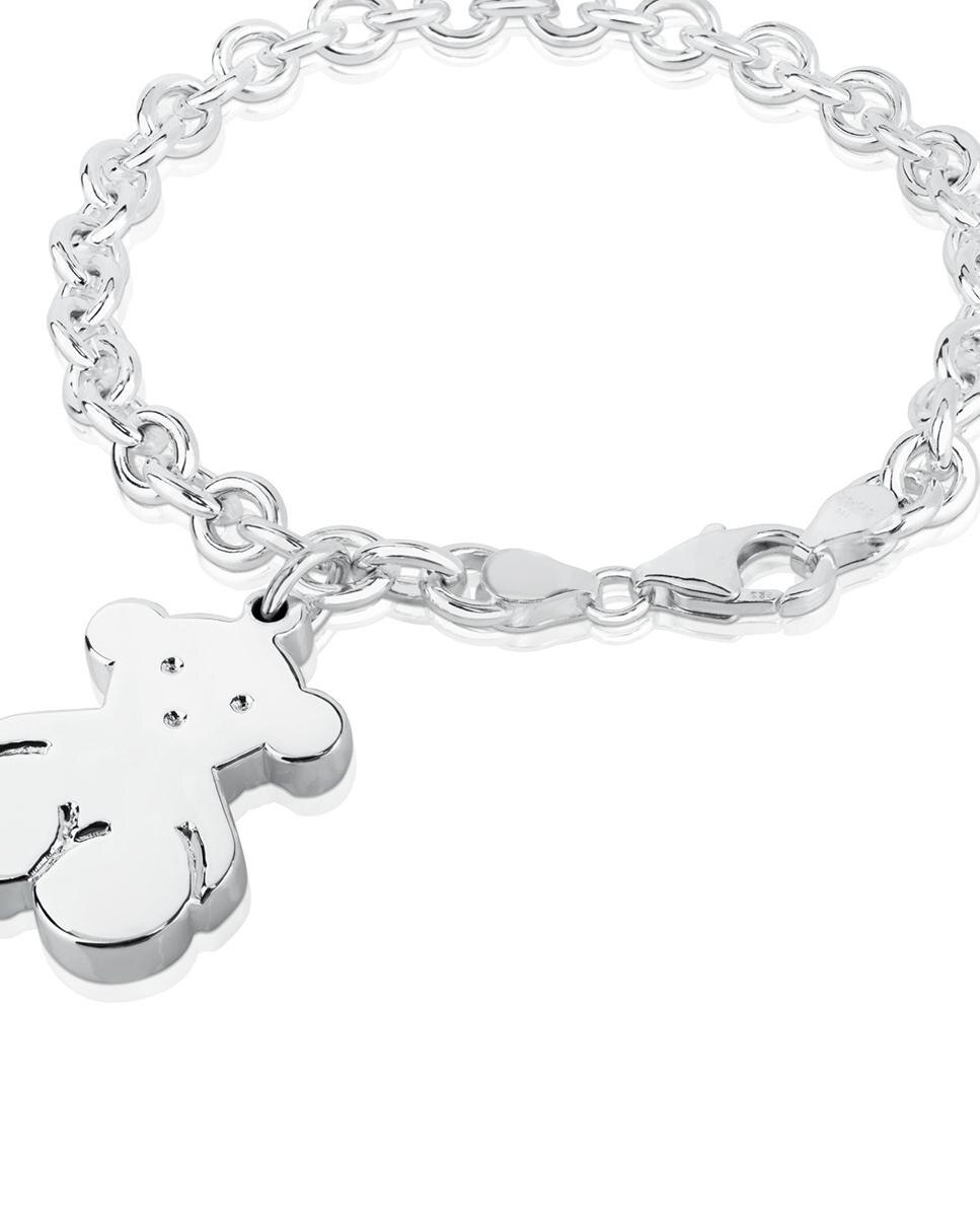 Pulseira de Corrente Sweet Dolls Rolo de Prata com Urso Pendente Prateado-4