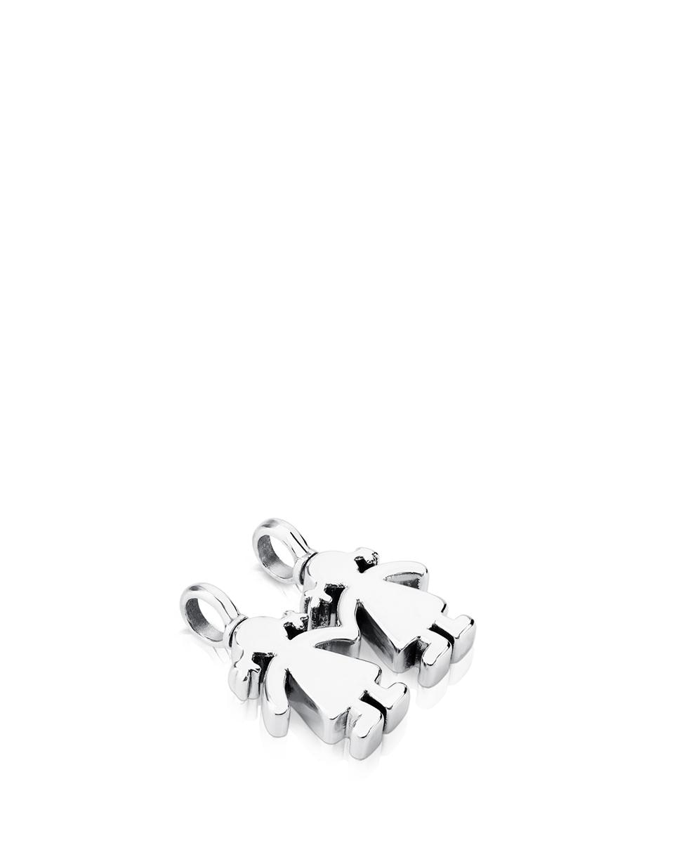 Pendente Sweet Dolls de Prata Formado Por Duas Meninas Prateado-3
