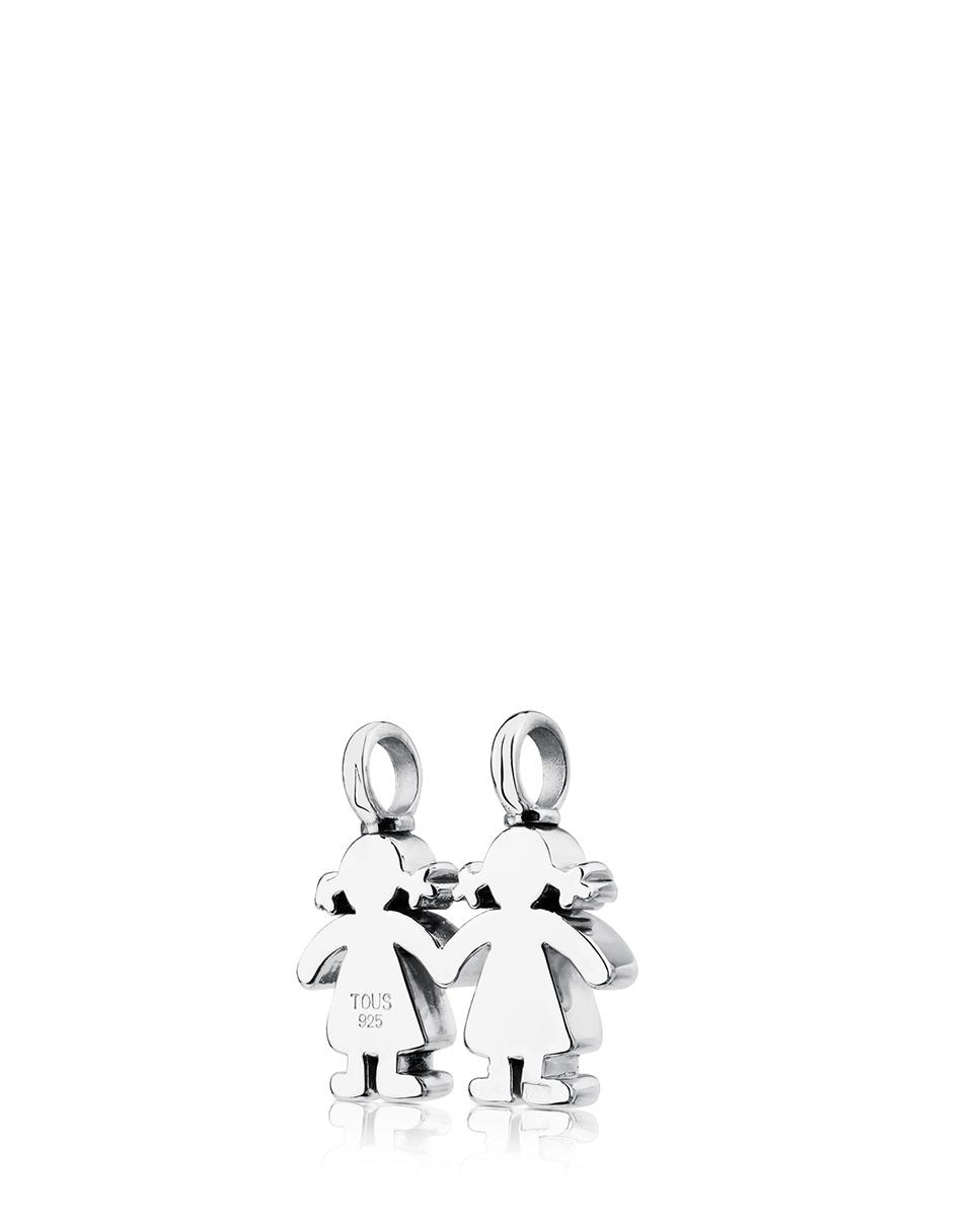Pendente Sweet Dolls de Prata Formado Por Duas Meninas Prateado-4