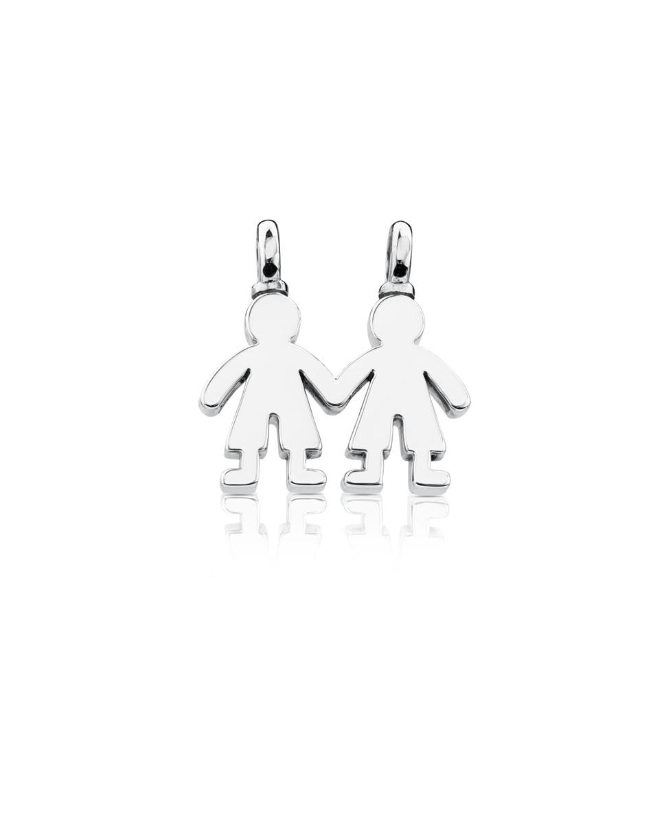 Pendentes Sweet Dolls de Prata Formado Por Dois Meninos Prateado-1