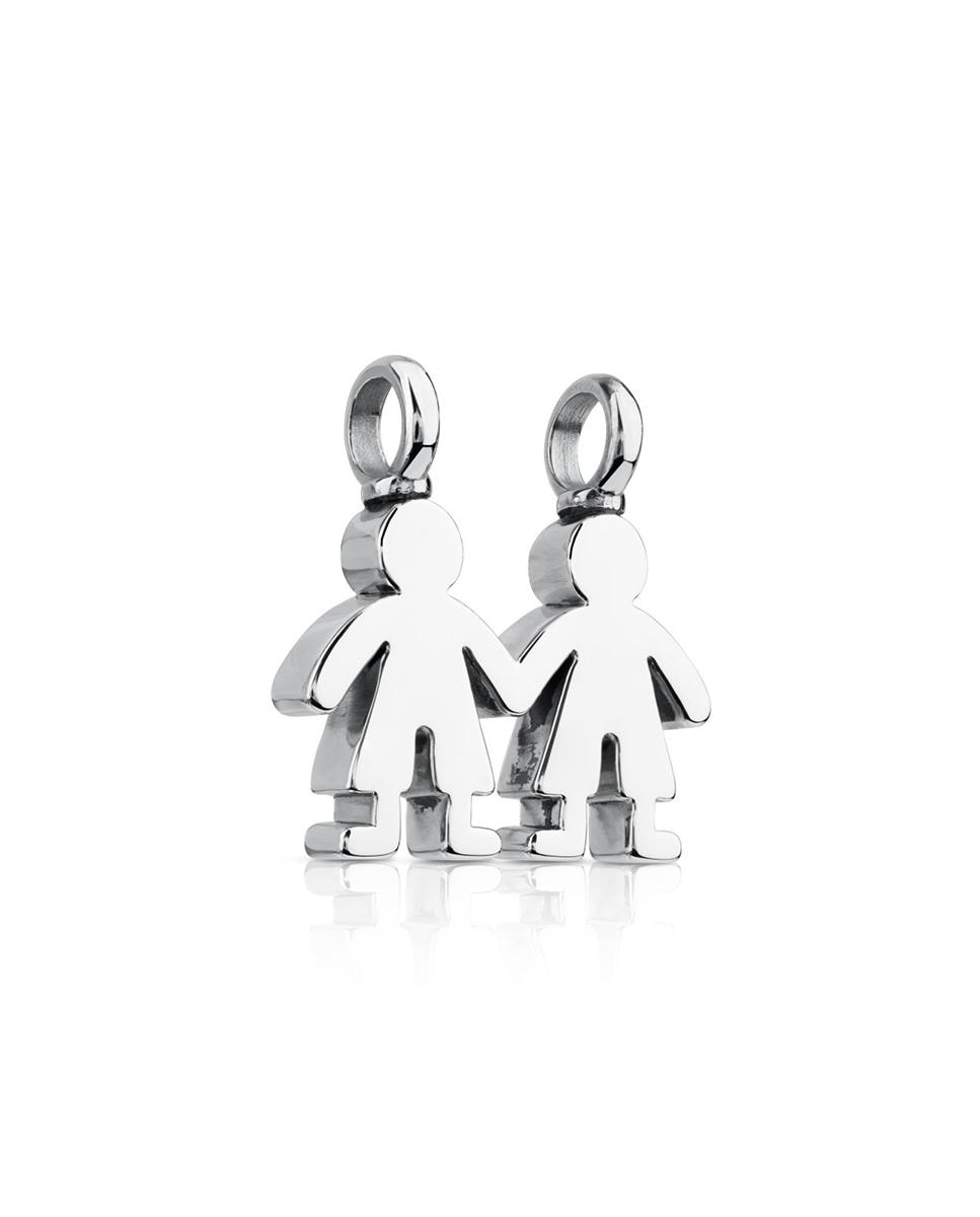 Pendentes Sweet Dolls de Prata Formado Por Dois Meninos Prateado-2