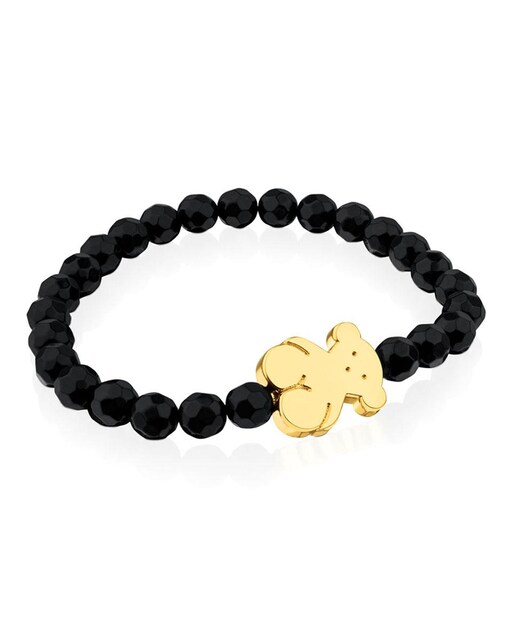 Imagem 0 de Pulseira Elástica Sweet Dolls em Prata Vermeil e Bolas de Ónix com Urso