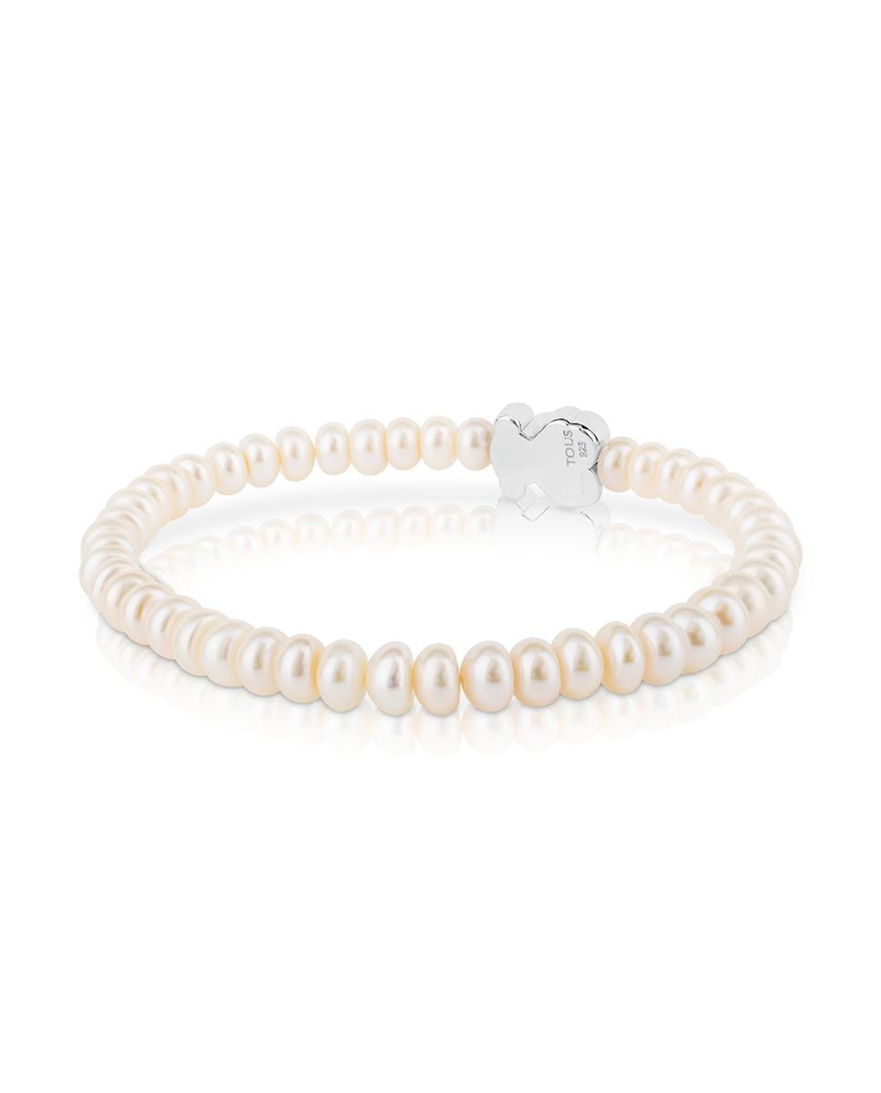 Pulseira de Corrente Sweet Dolls de Prata e Pérolas com Urso Branco-3